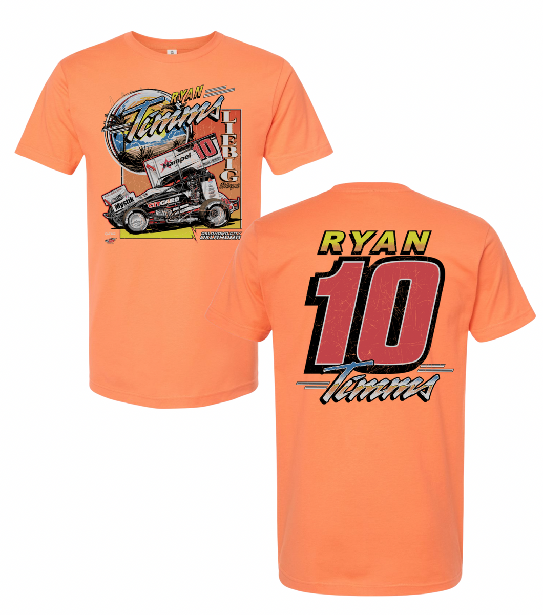Summer Retro Sunset T-Shirt - Coral