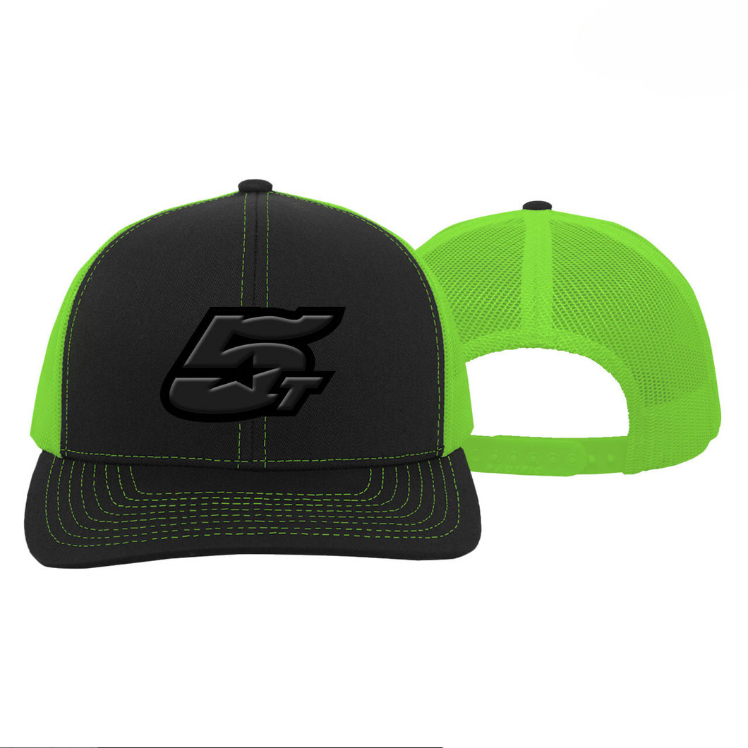 Hat - Black Out 5T SnapBack (Black/Neon Green)