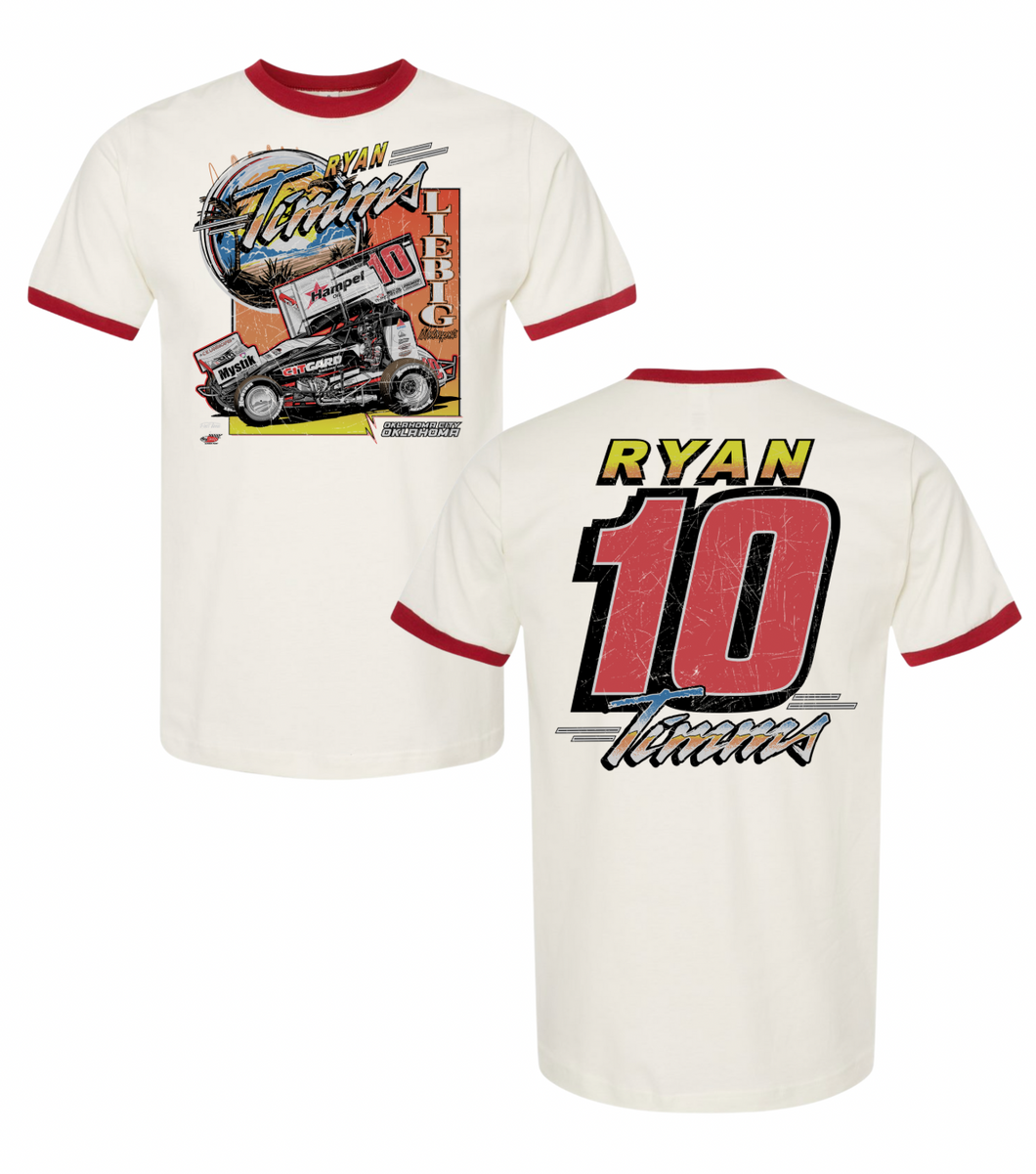 Summer Retro Sunset T-Shirt - White/Red