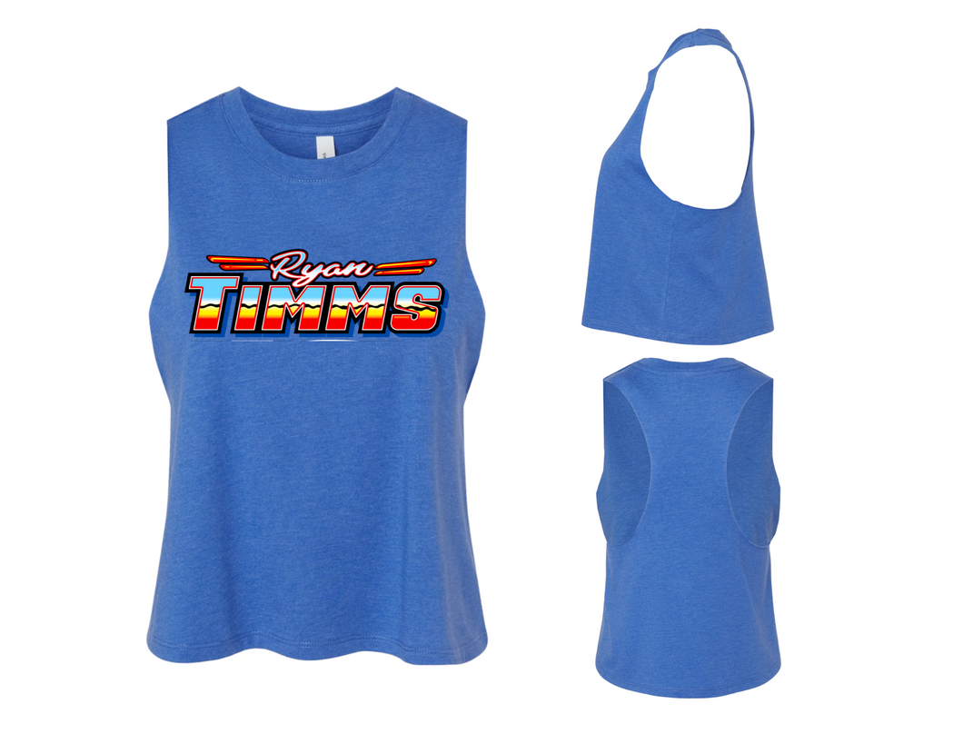 Retro Ryan Timms Cropped Womens Tank - Heather True Royal