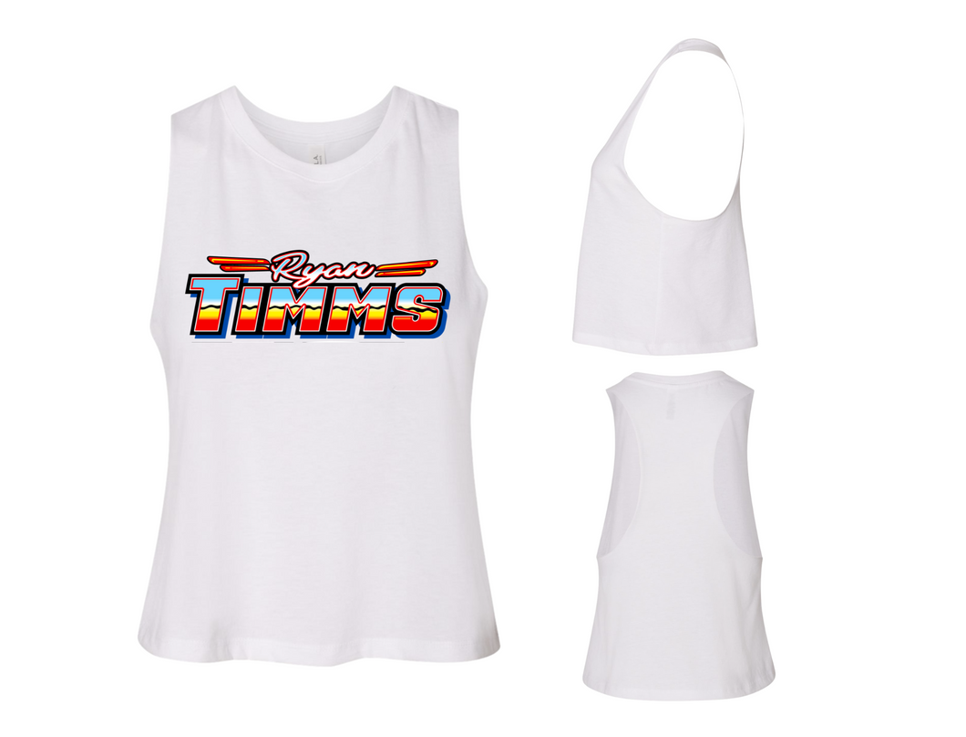 Retro Ryan Timms Cropped Womens Tank - White